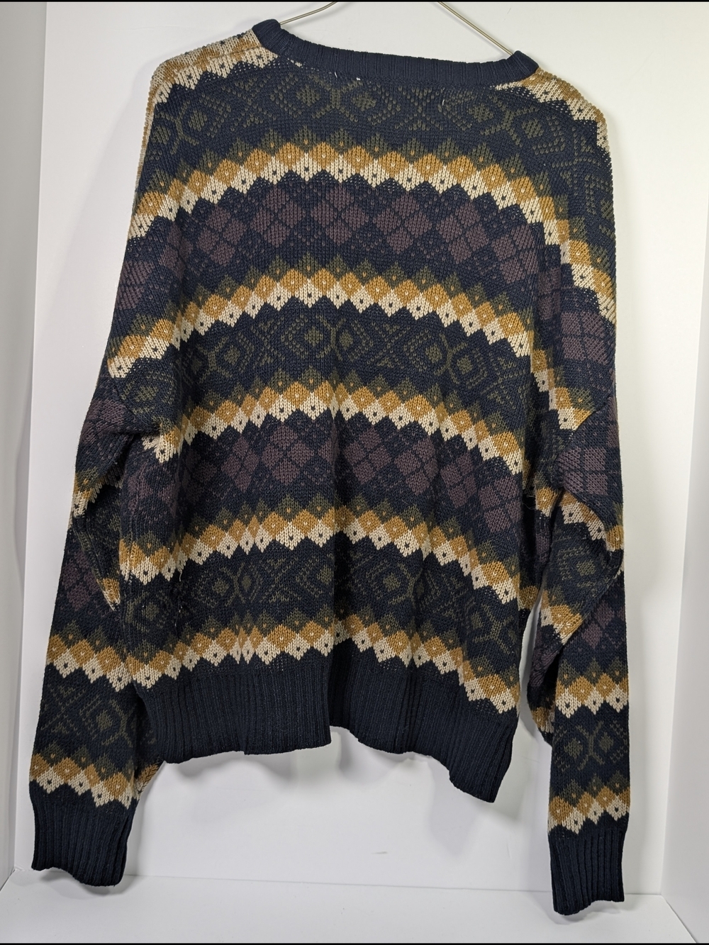 Jonathan Bryan Geometric Fair Isle Knit Sweater Vintage 90s Men’s Large